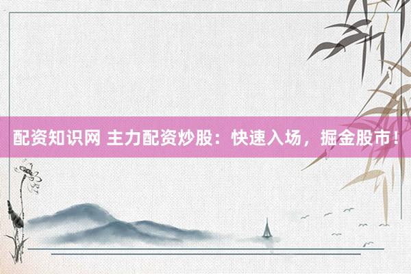 配资知识网 主力配资炒股：快速入场，掘金股市！