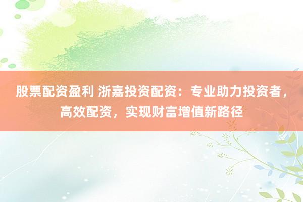 股票配资盈利 浙嘉投资配资：专业助力投资者，高效配资，实现财富增值新路径