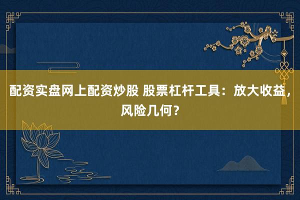 配资实盘网上配资炒股 股票杠杆工具：放大收益，风险几何？