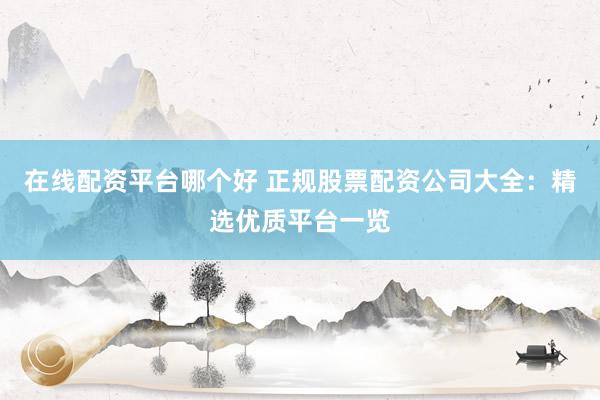 在线配资平台哪个好 正规股票配资公司大全：精选优质平台一览