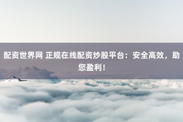 配资世界网 正规在线配资炒股平台：安全高效，助您盈利！