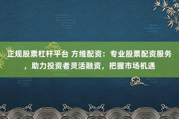 正规股票杠杆平台 方维配资：专业股票配资服务，助力投资者灵活融资，把握市场机遇
