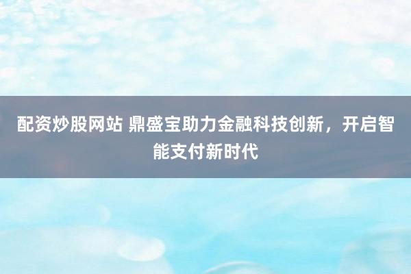 配资炒股网站 鼎盛宝助力金融科技创新，开启智能支付新时代