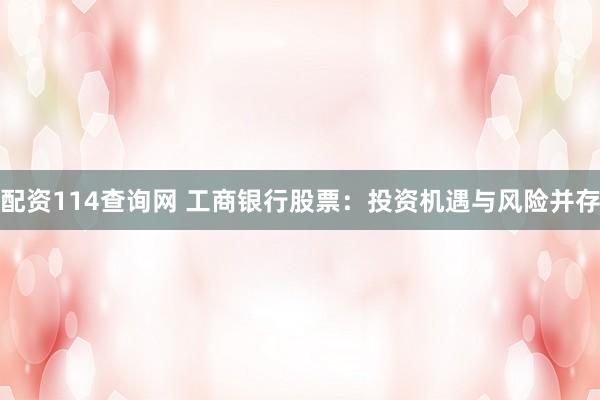 配资114查询网 工商银行股票：投资机遇与风险并存