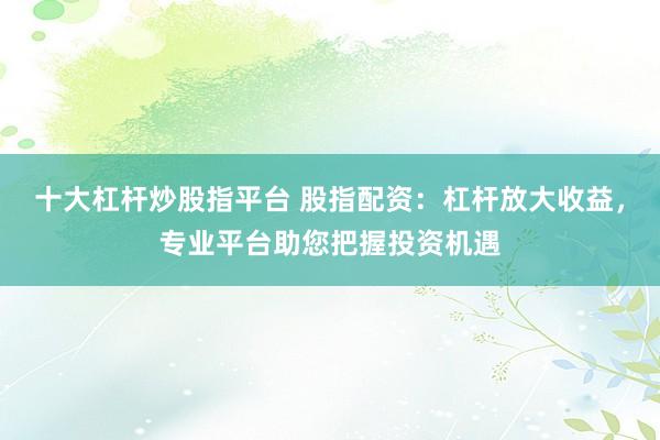 十大杠杆炒股指平台 股指配资：杠杆放大收益，专业平台助您把握投资机遇