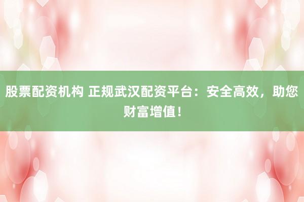 股票配资机构 正规武汉配资平台：安全高效，助您财富增值！