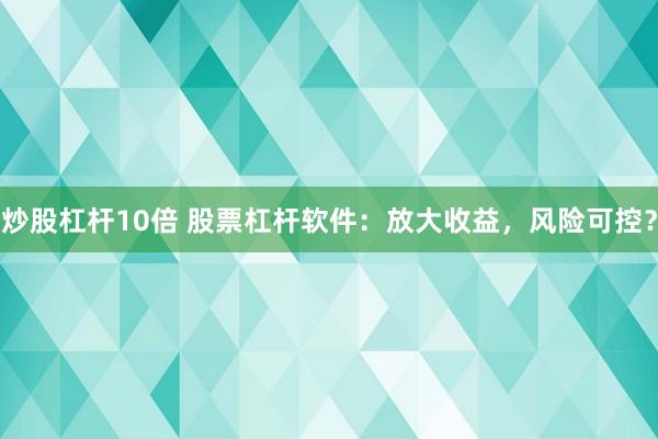 炒股杠杆10倍 股票杠杆软件:放大收益,风险可控?