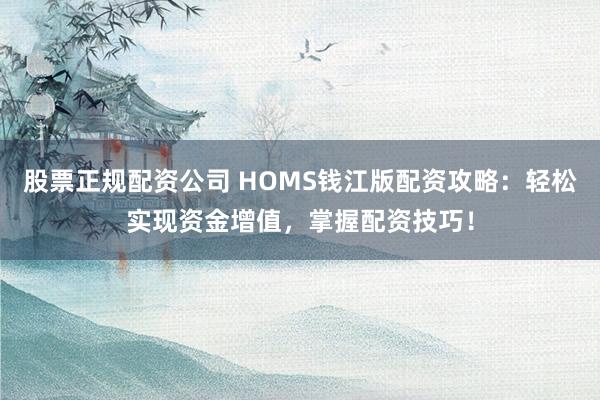股票正规配资公司 HOMS钱江版配资攻略：轻松实现资金增值，掌握配资技巧！
