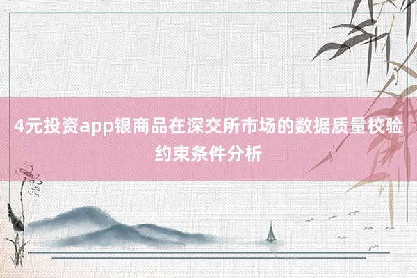 4元投资app银商品在深交所市场的数据质量校验约束条件分析
