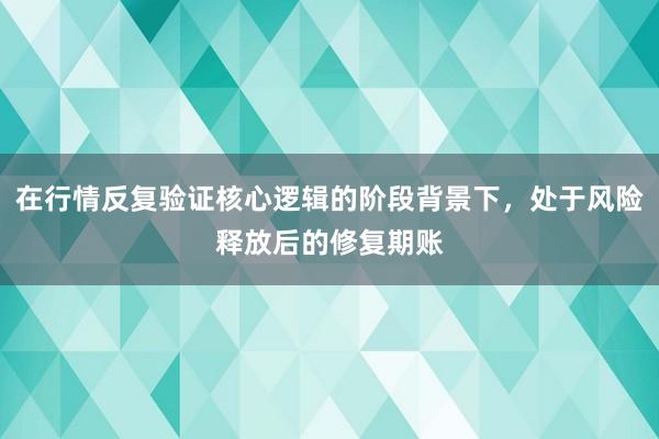 在行情反复验证核心逻辑的阶段背景下，处于风险释放后的修复期账
