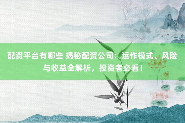 配资平台有哪些 揭秘配资公司：运作模式、风险与收益全解析，投资者必看！