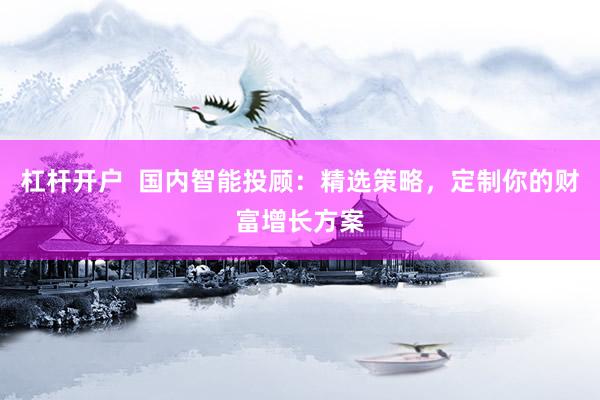 杠杆开户 国内智能投顾:精选策略,定制你的财富增长方案