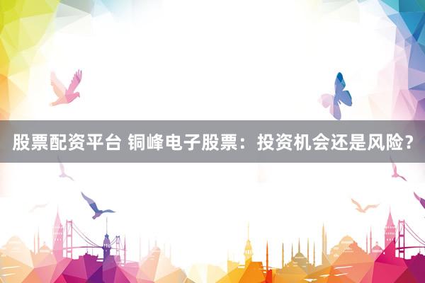 股票配资平台 铜峰电子股票：投资机会还是风险？